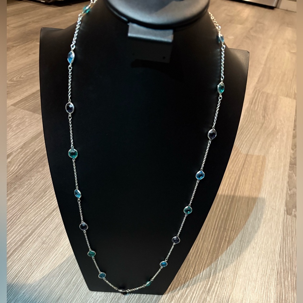 Liz Claiborne Silver Necklace with Blue Accents